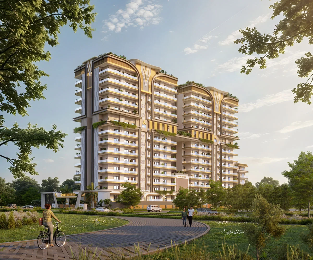Twin Towers By AARV twin tower elevation